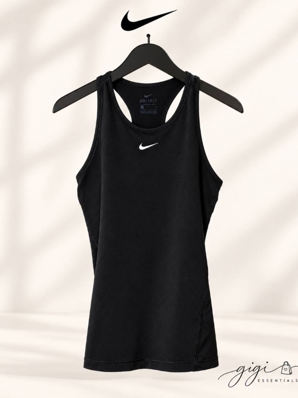 Nike Women’s Dri-FIT Black Center Swoosh Racerback Tank Top Size Small
